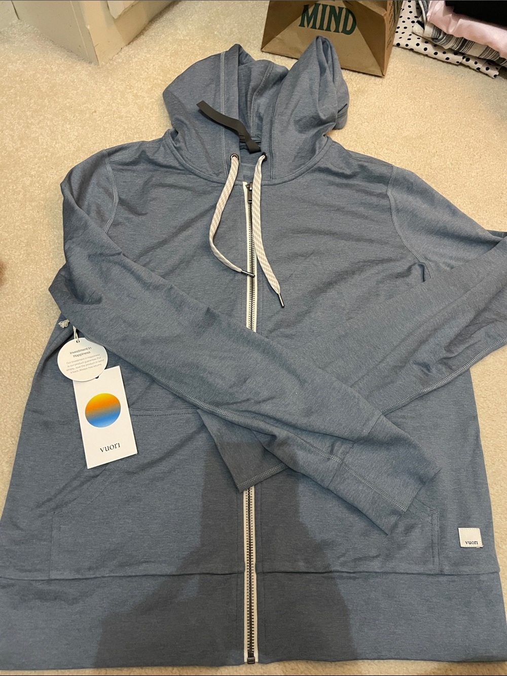 Vuori Women’s Heather Blue Full-Zip Hoodie